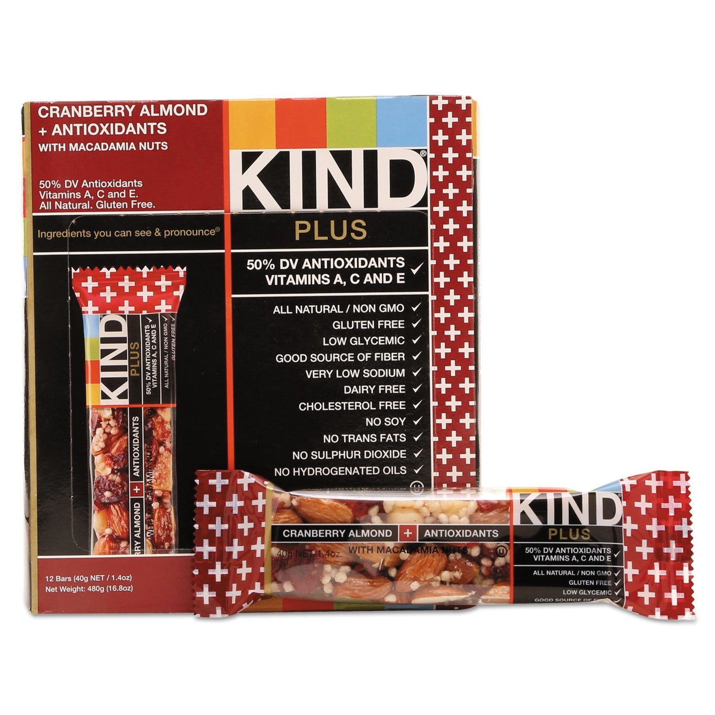 KIND Plus Nutrition Boost Bar, Cranberry Almond and Antioxidants, 1.4 oz, 12/Box - themonogram manor 