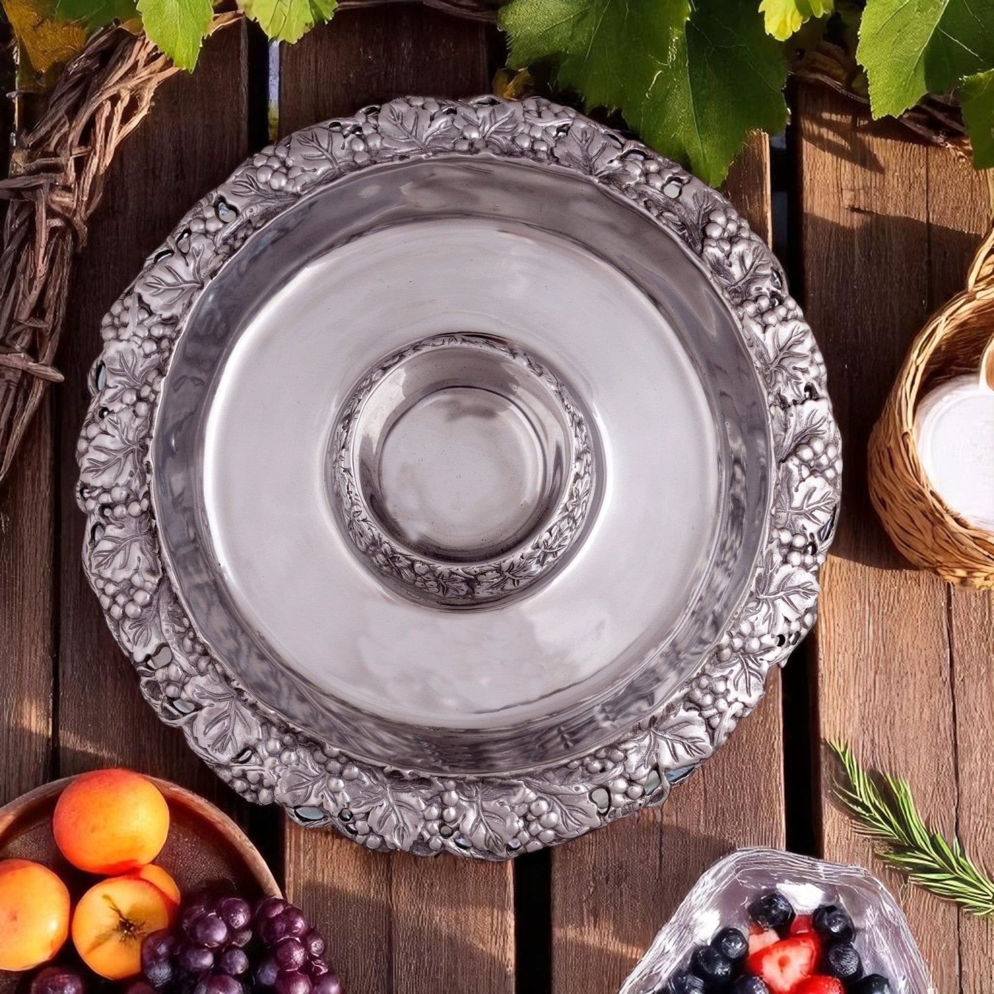Chilling Appetizer and Seafood Serving Bowl - Grape Pattern - themonogram manor 