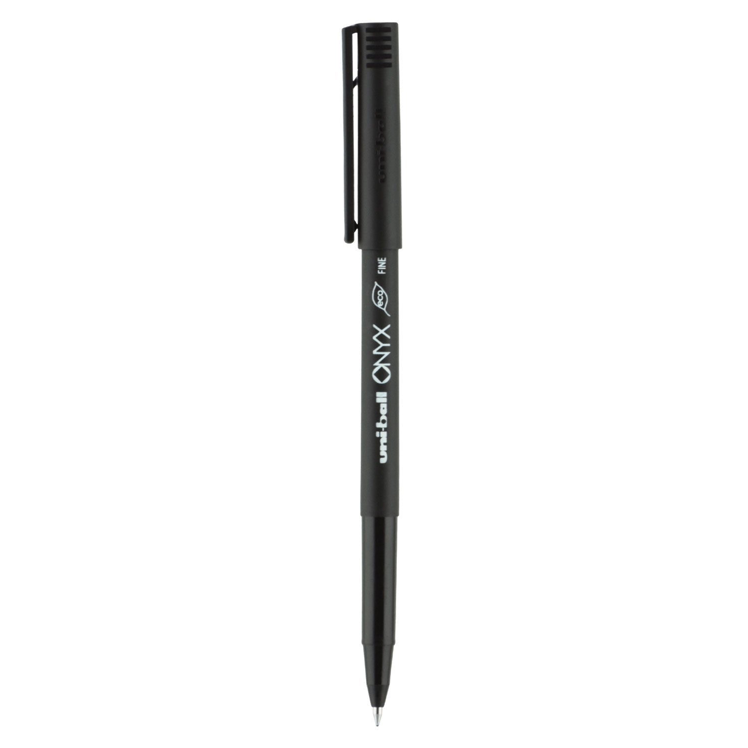 uniball ONYX Roller Ball Pen, Stick, Fine 0.7 mm, Black Ink, Black Matte Barrel, Dozen - themonogram manor 