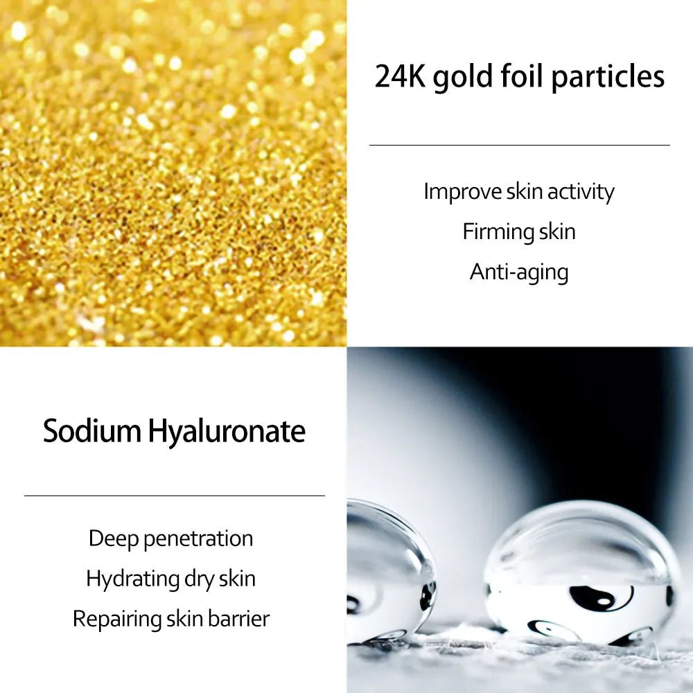 Face Cream Kit 24K Gold Niacinamide Essence Remove Dark Eye Circles Eye Serum Firming Eye Cream Face Care Set Korean Cosmetics - themonogram manor 
