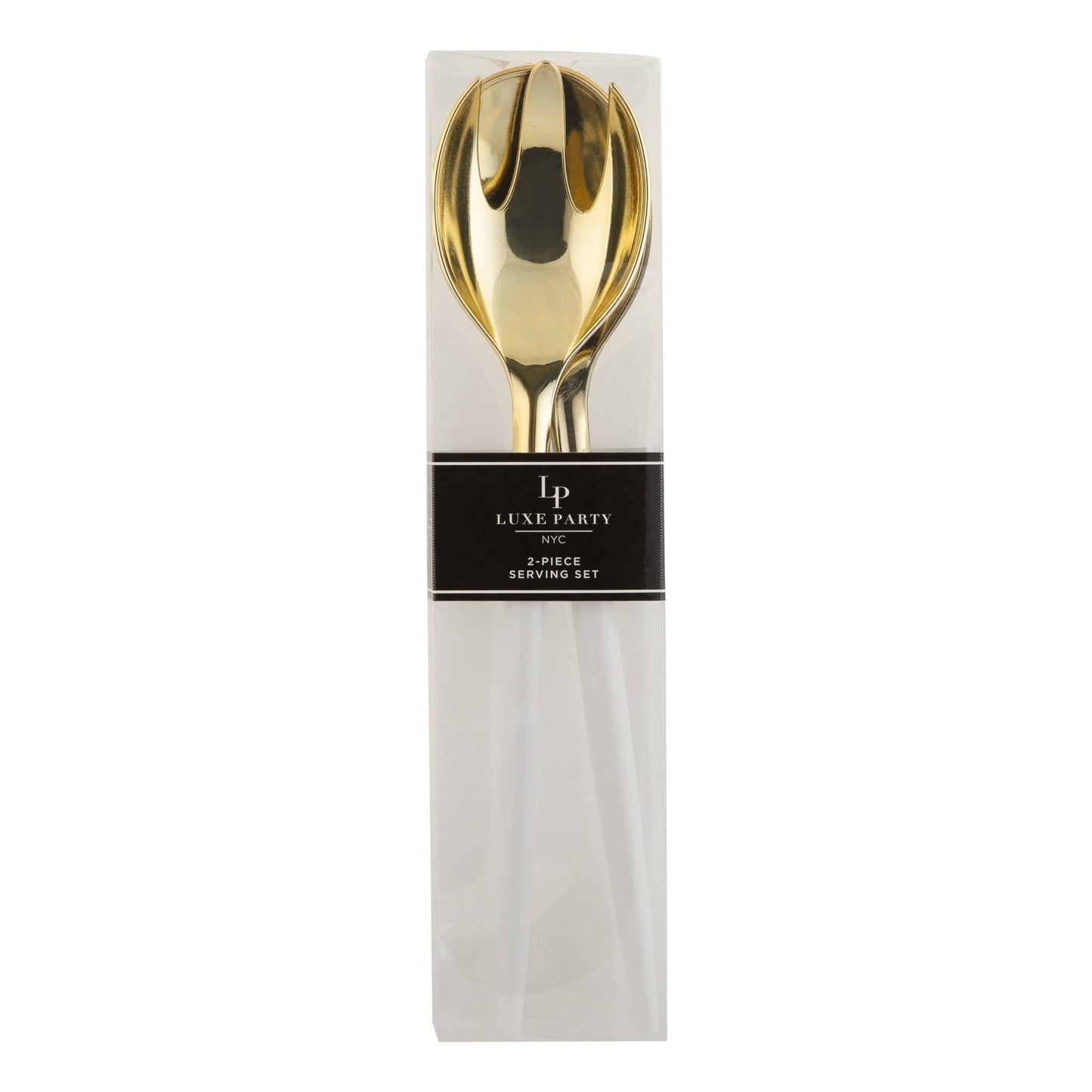 White / Gold Plastic Serving Fork • Spoon Set - themonogram manor 