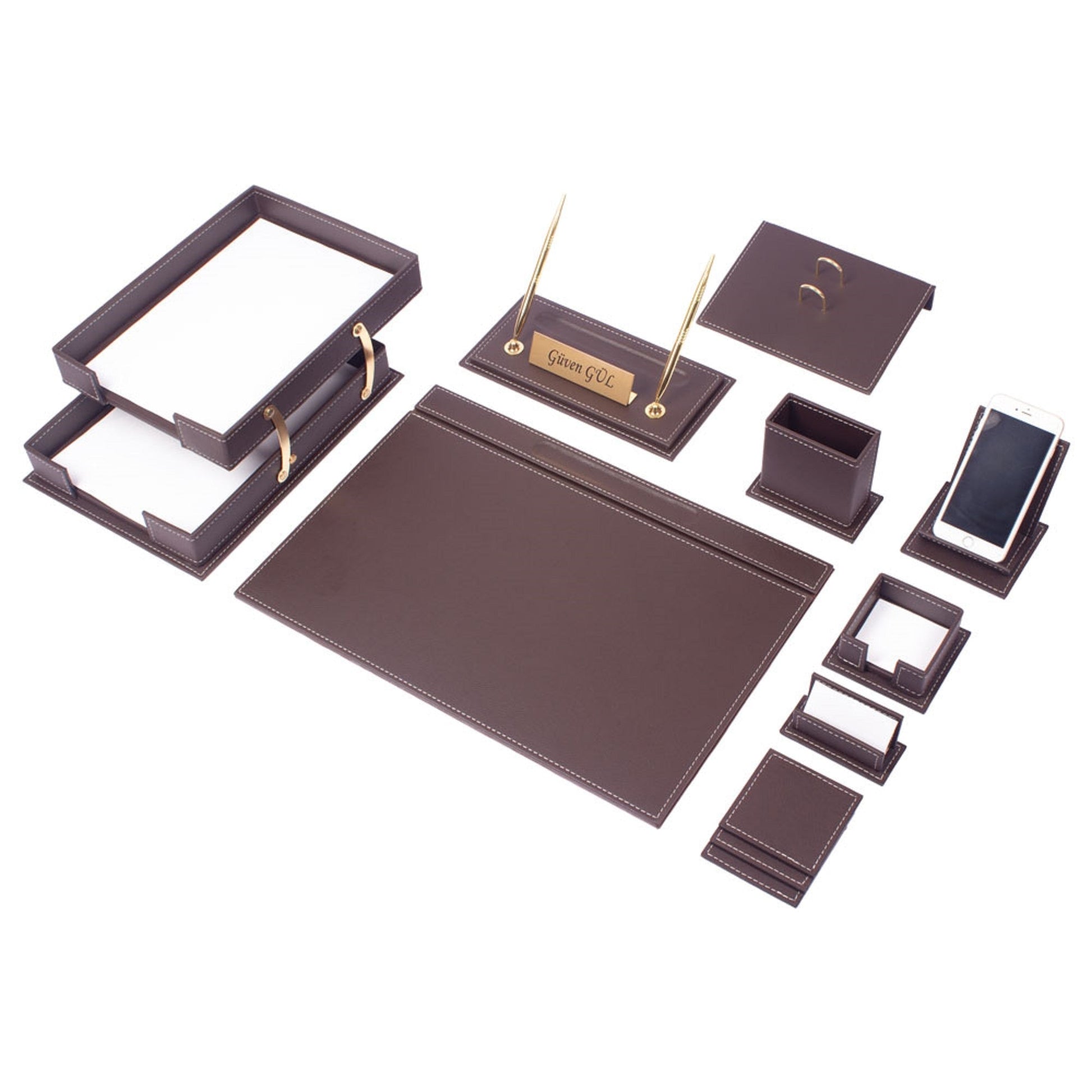 MOOG Luxury Desk Set - Double Document Tray - Green - 13 PCS - themonogram manor 