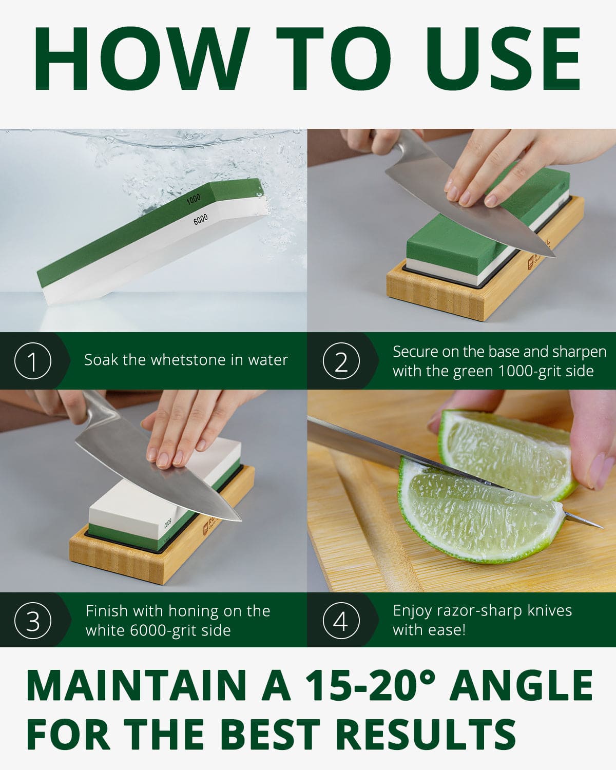 Whetstone Knife Sharpening Kit, White/Green - themonogram manor 