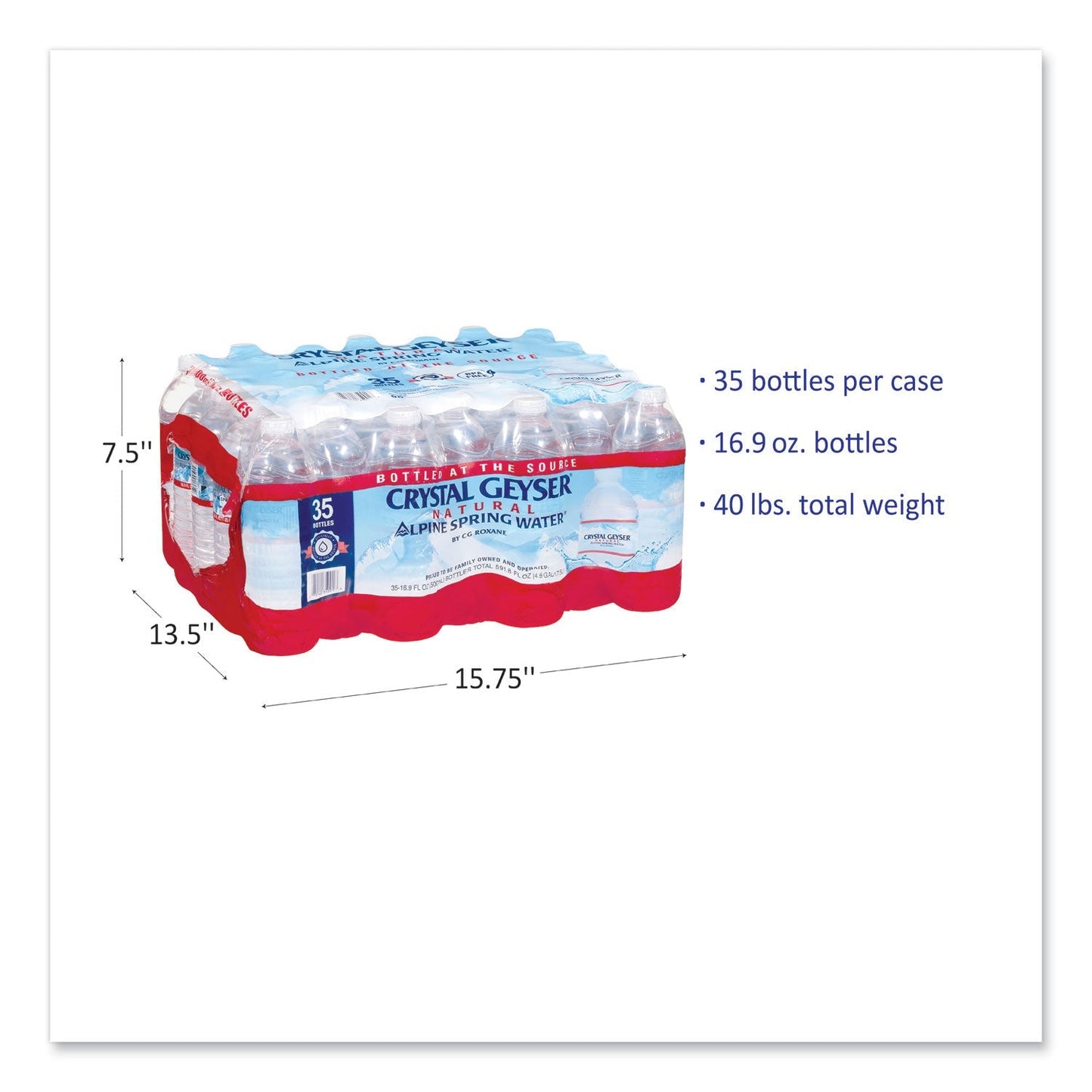 Crystal Geyser Alpine Spring Water, 16.9 oz Bottle, 35/Case, 54 Cases/Pallet - themonogram manor 