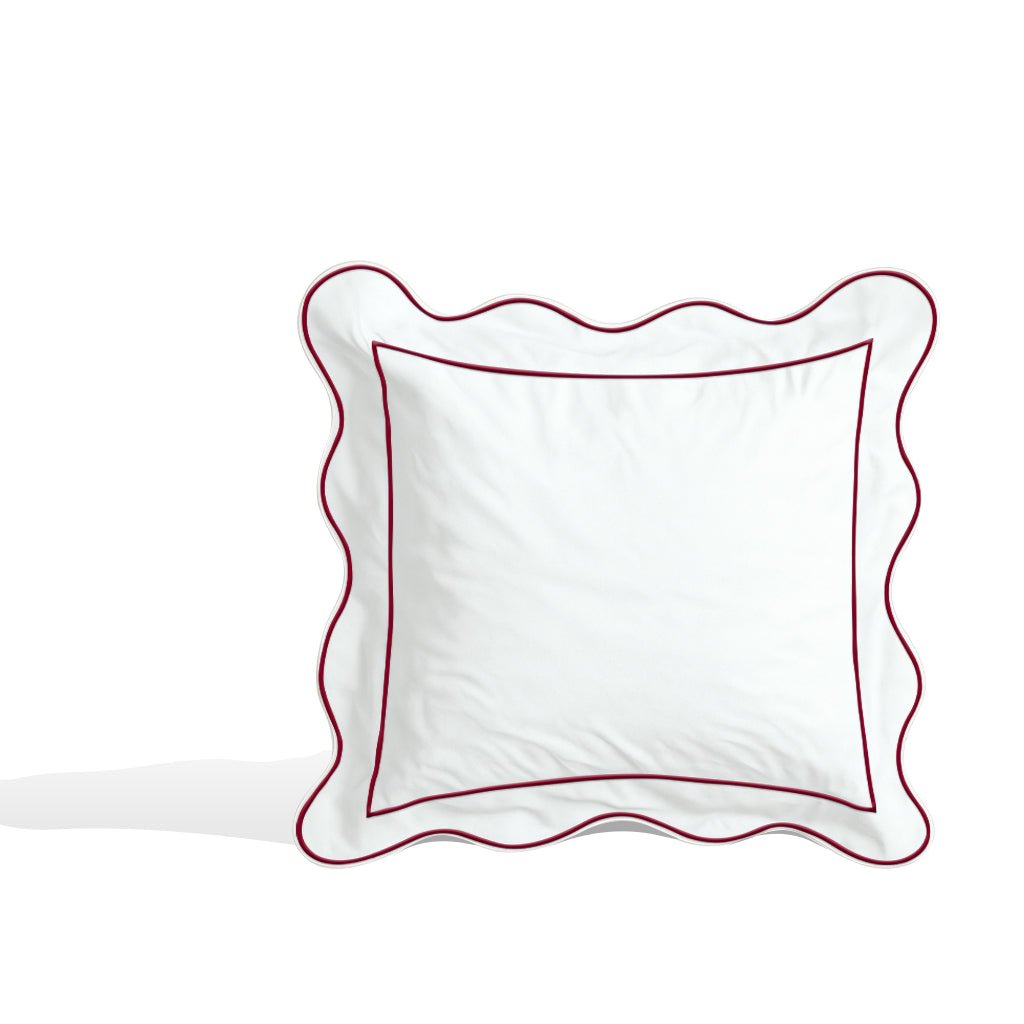 Monogram 400TC Cotton Scallop Embroidery & Border Sateen Solid Euro Sham - themonogram manor 