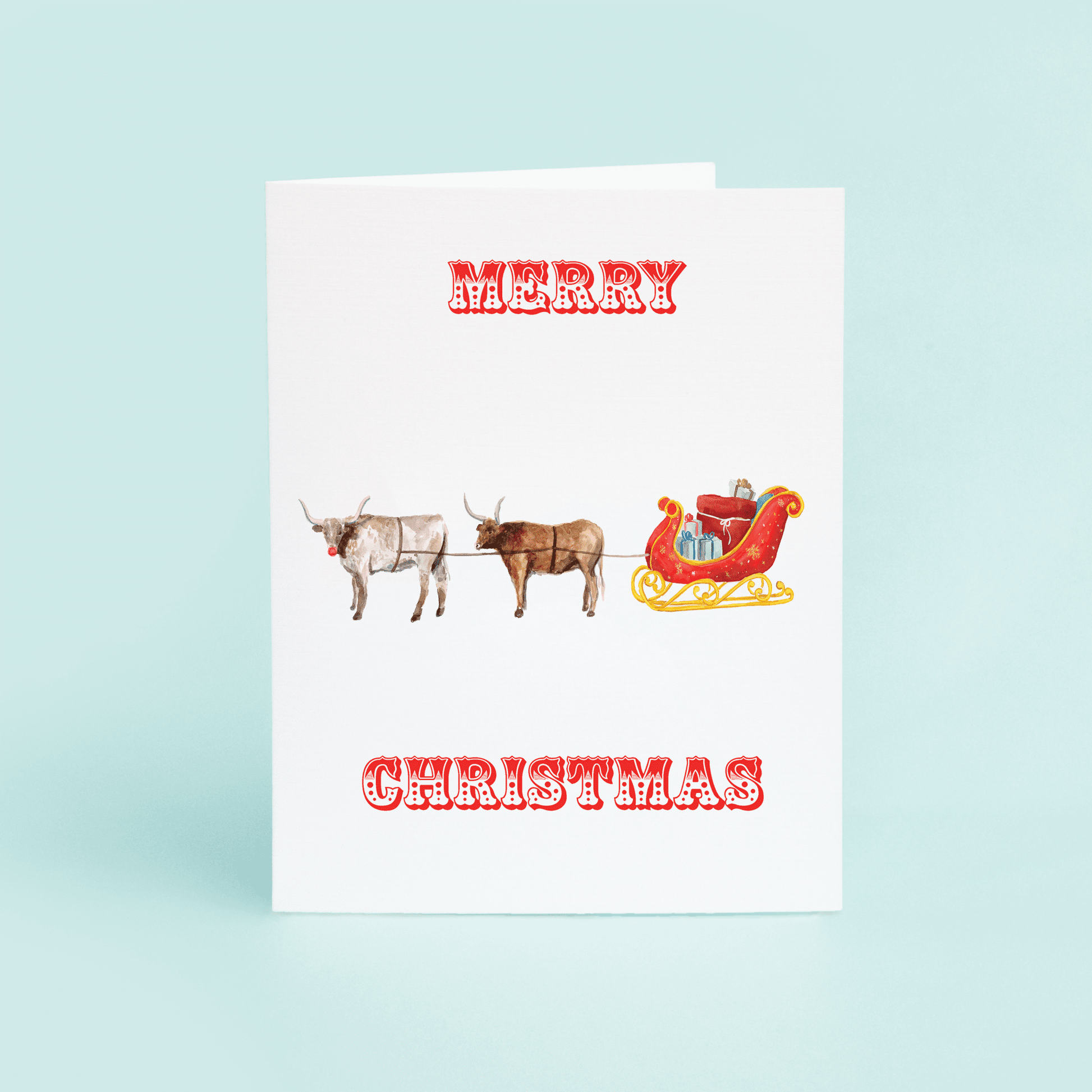 Longhorns Pulling Sleigh - themonogram manor 
