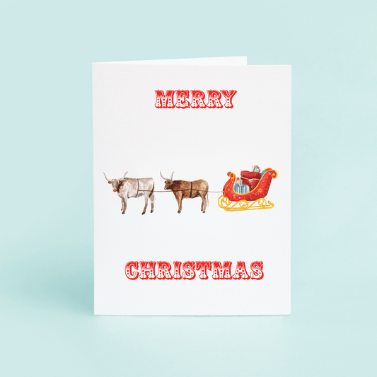Longhorns Pulling Sleigh - themonogram manor 