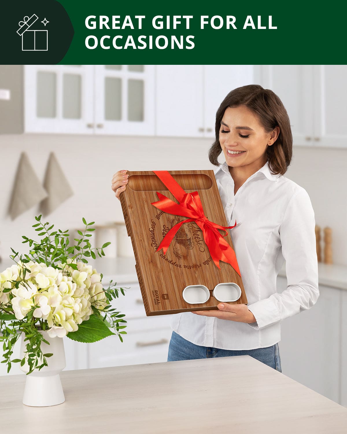 Cheese Board Set w/knives, 16.5“x11”, Brown - themonogram manor 