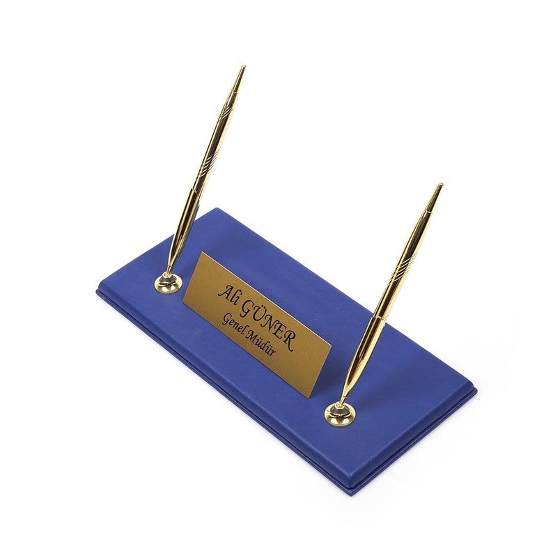 MOOG Leather Desk Set - Double Document Tray - Blue - 10 PCS - themonogram manor 