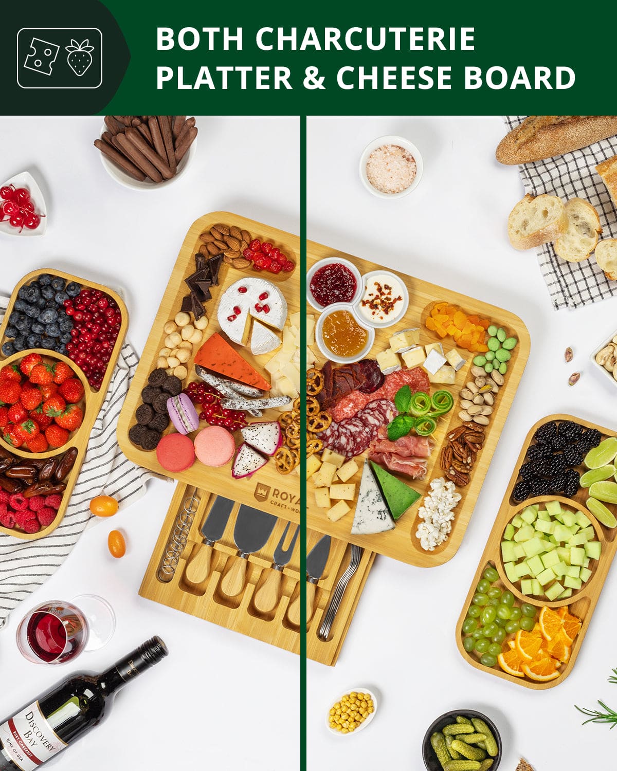 Cheese Board Set with Side Trays - themonogram manor 
