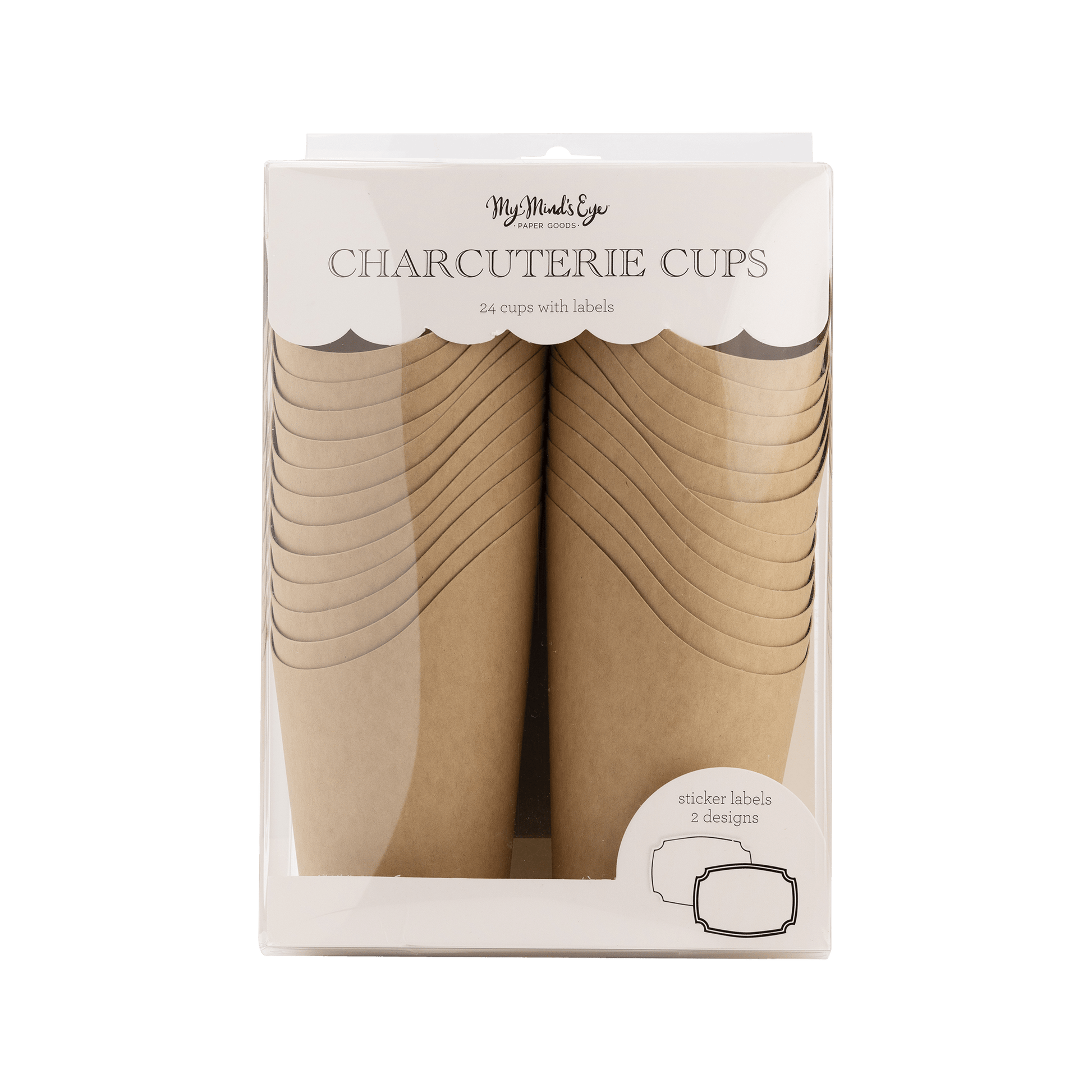 PLCC1673 - Kraft Charcuterie Cups with sticker labels (24ct) - themonogram manor 