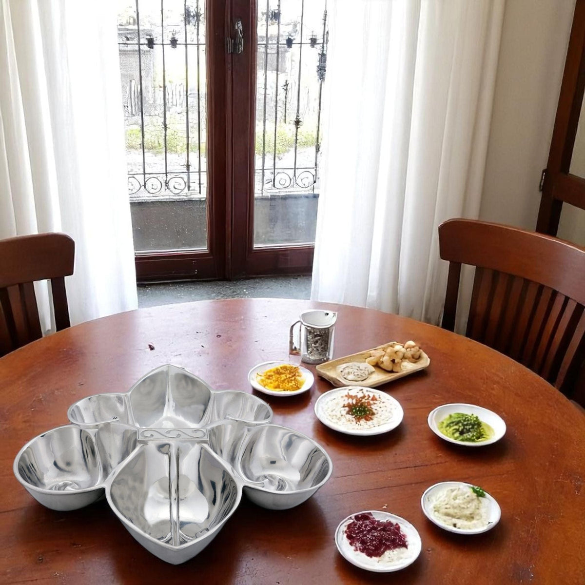Fleur De Lis Serving Bowl 4 Compartment - themonogram manor 