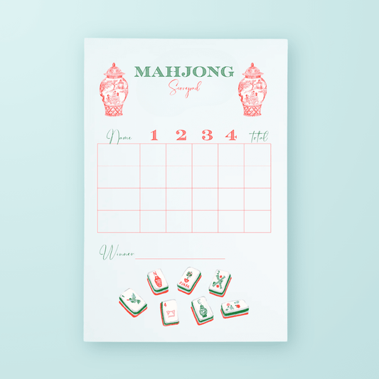 Mahjong Scorecard Pad - Nantucket Tiles - themonogram manor 