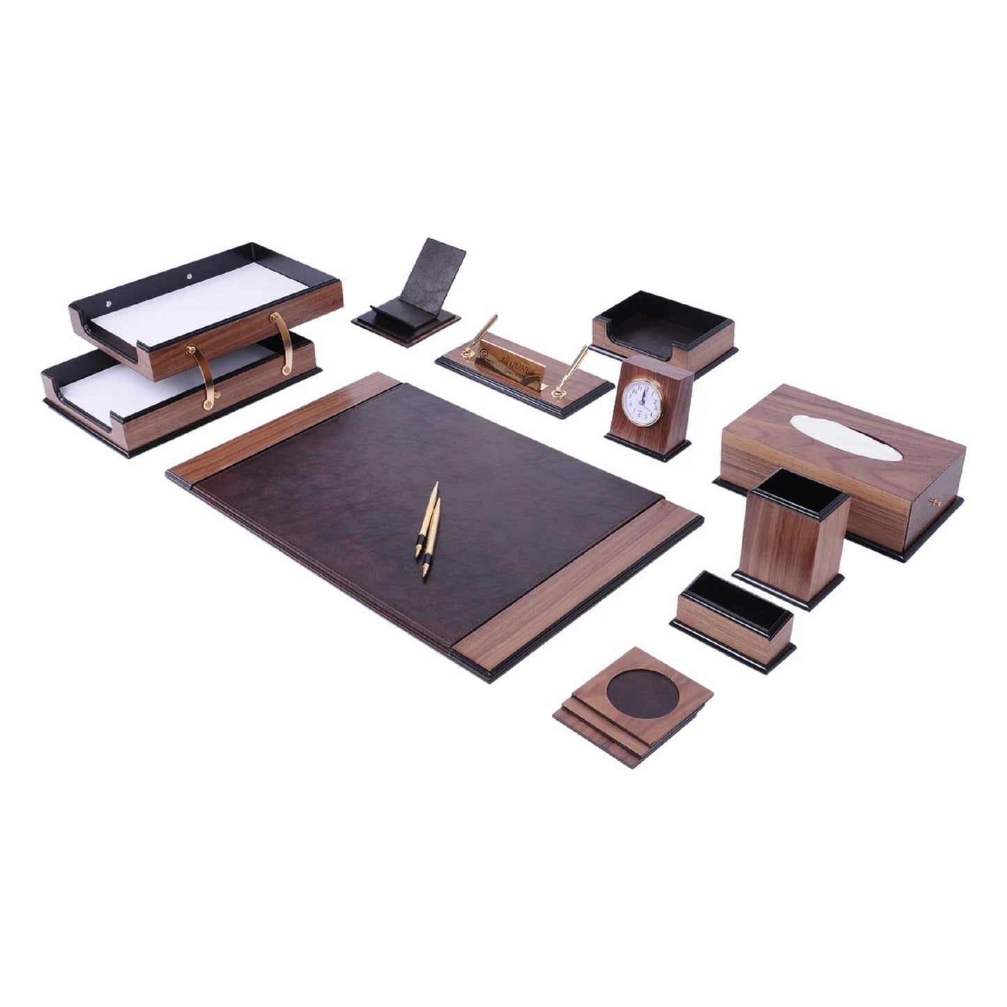 MOOG Prestige Wood Desk Set - Black - 12PCS - themonogram manor 