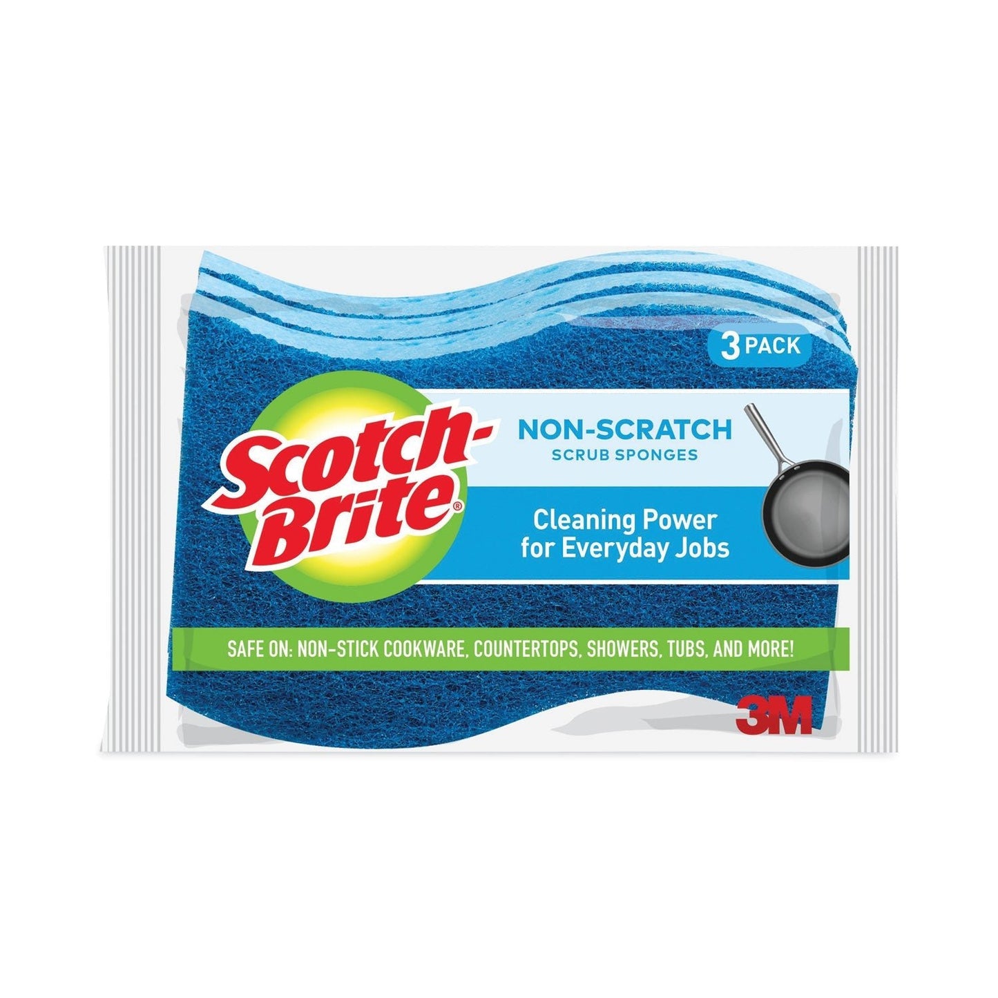Scotch - Brite Non - Scratch Multi - Purpose Scrub Sponge, 4.4 x 2.6, 0.8" Thick, Blue, 3/Pack - themonogram manor 