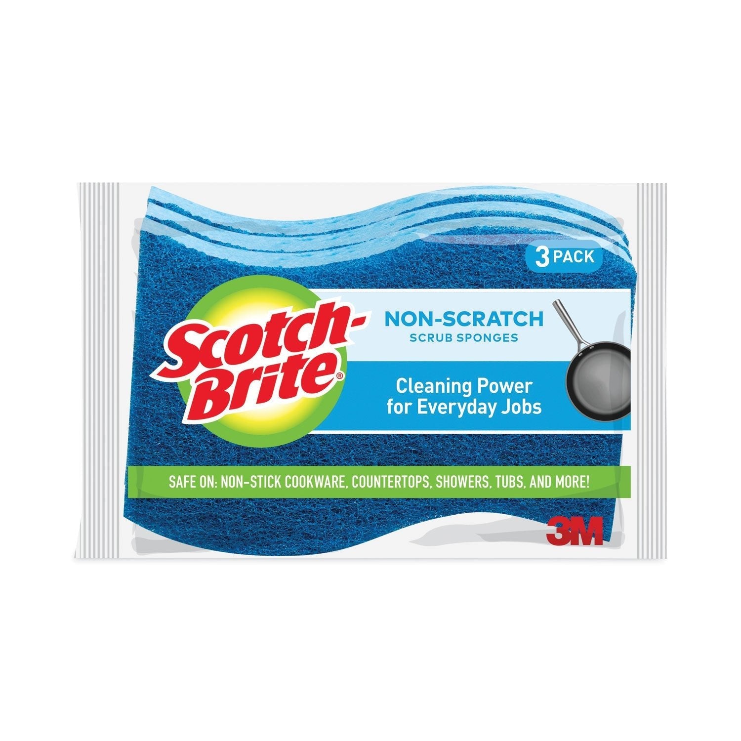 Scotch - Brite Non - Scratch Multi - Purpose Scrub Sponge, 4.4 x 2.6, 0.8" Thick, Blue, 3/Pack - themonogram manor 
