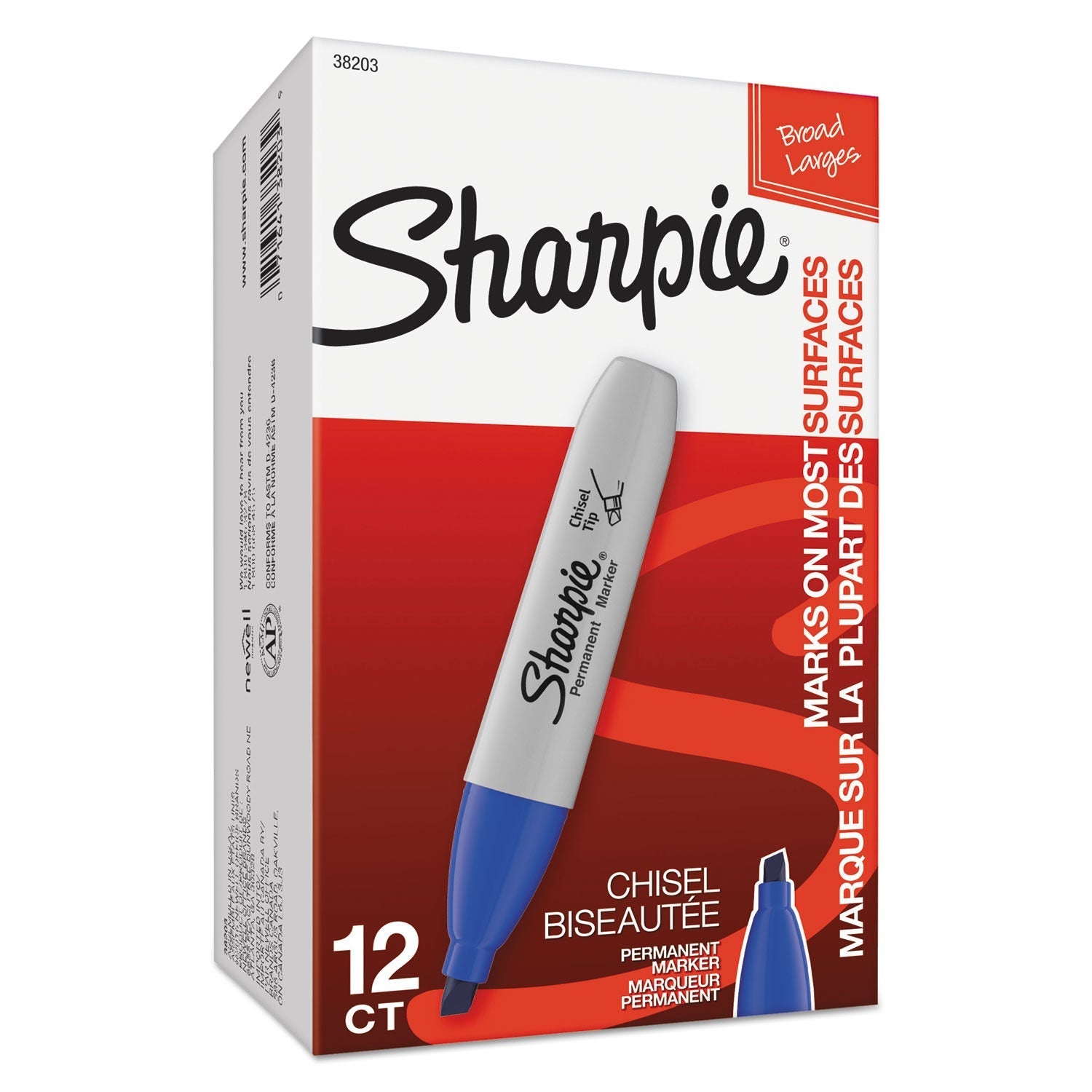 Sharpie Chisel Tip Permanent Marker, Medium Chisel Tip, Blue, Dozen - themonogram manor 