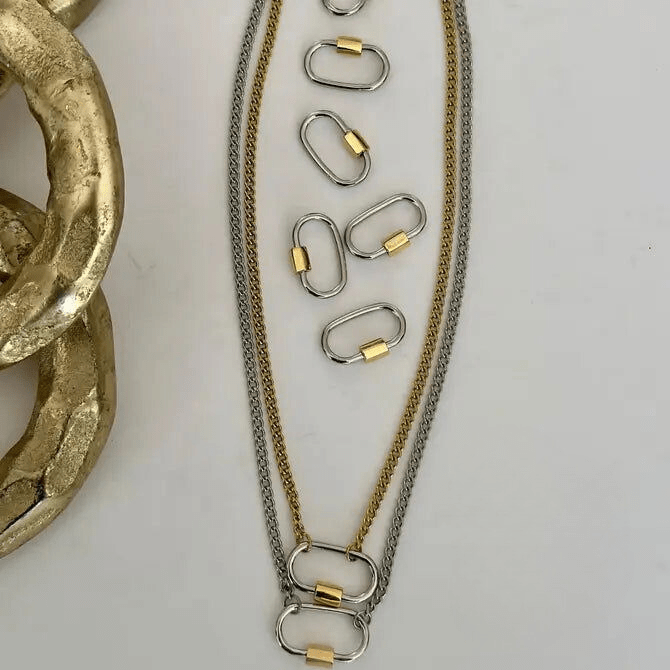 Two Tone Lock Necklace ~ Deep South Originals - themonogram manor 