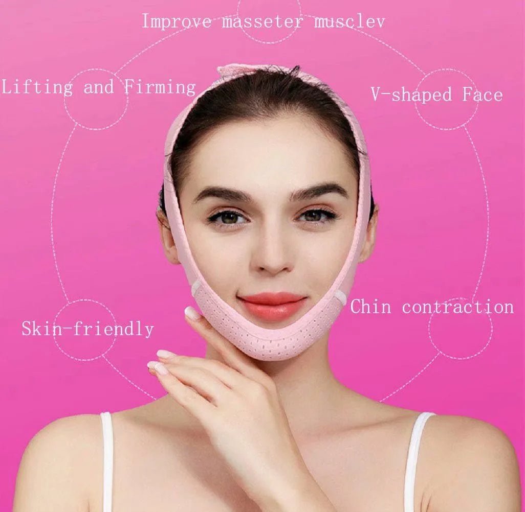 Reusable V Line Mask,V Shaped Face Mask for Sagging,Refined Jawline Support Strap,Adjustable Facial Slimming Strap,Chin up & Face Lifting Belt - themonogram manor 