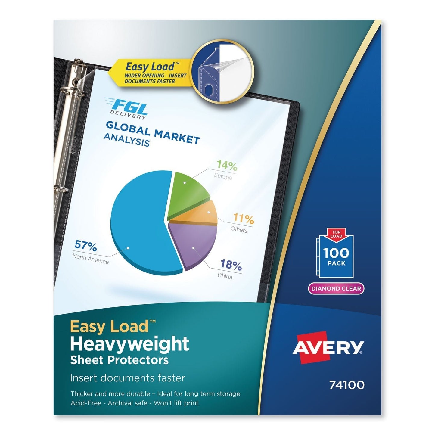 Avery Top - Load Poly Sheet Protectors, Heavy Gauge, Letter, Diamond Clear, 100/Box - themonogram manor 