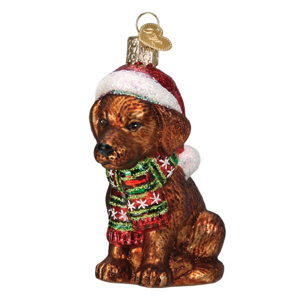 Holiday Chocolate Labrador Pup Ornament - themonogram manor 