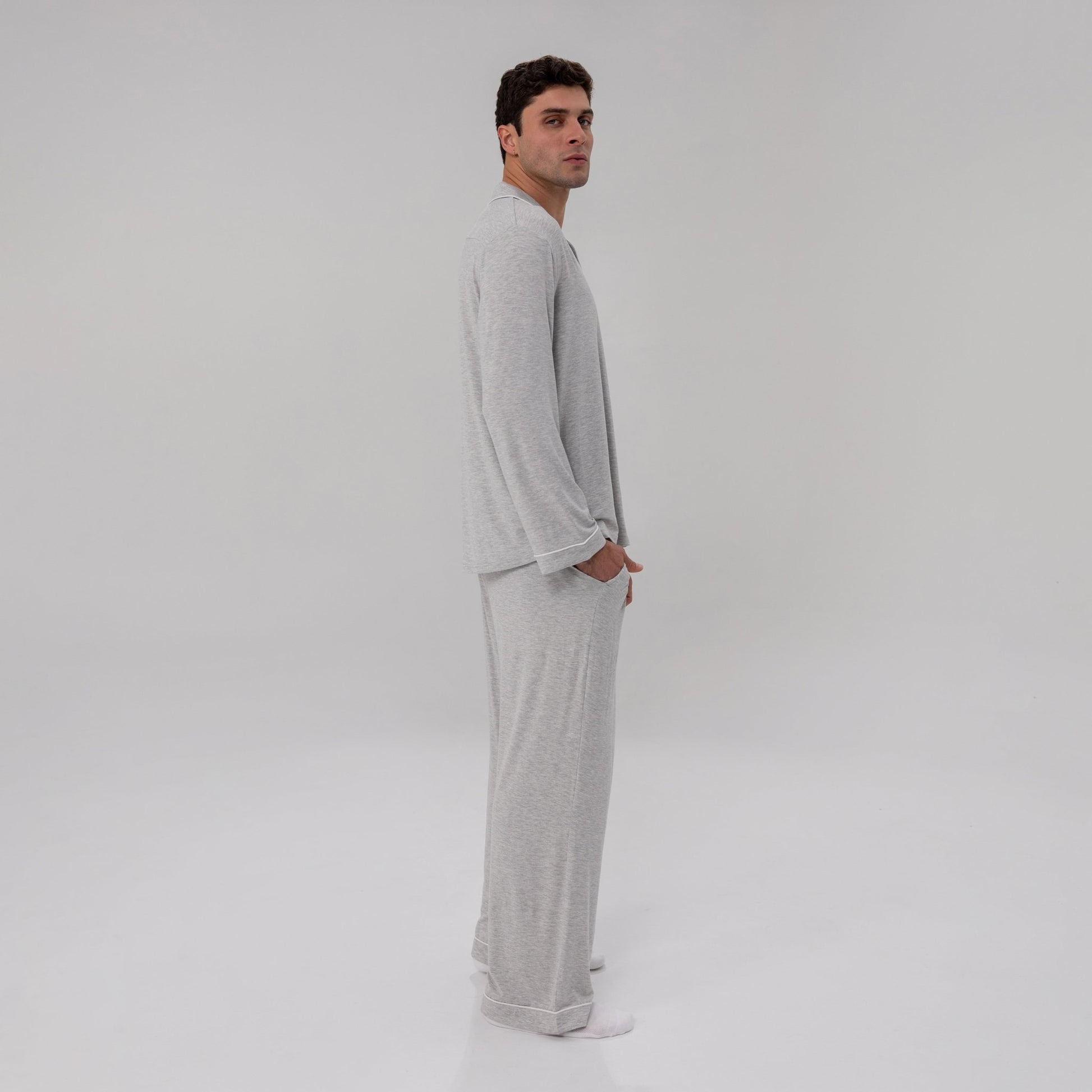 Men's Luxe Bamboo Long PJ Set - themonogram manor 