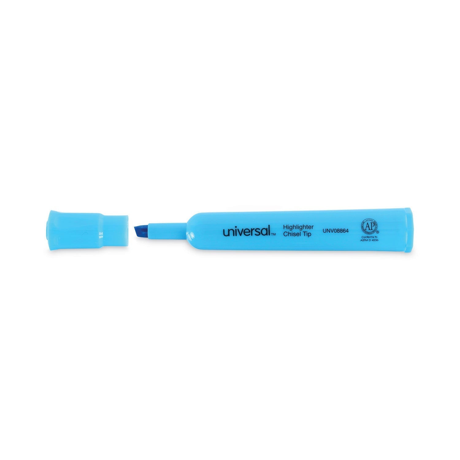 Universal Desk Highlighters, Fluorescent Blue Ink, Chisel Tip, Blue Barrel, Dozen - themonogram manor 