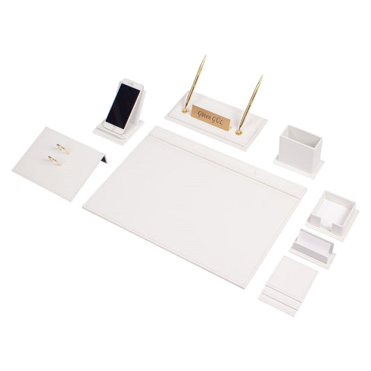 MOOG Luxury Desk Set - 12 Accessories - White - 12 PCS - themonogram manor 