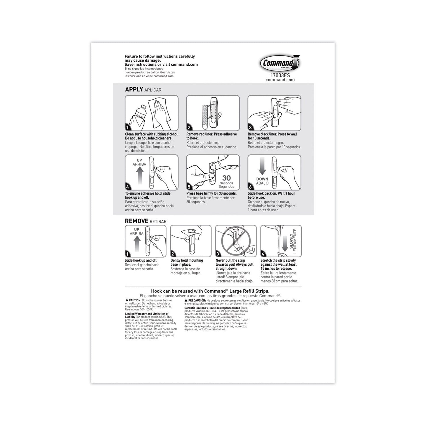 Command General Purpose Hooks, Large, 5 lb Cap, White, 1 Hook and 2 Strips/Pack - themonogram manor 