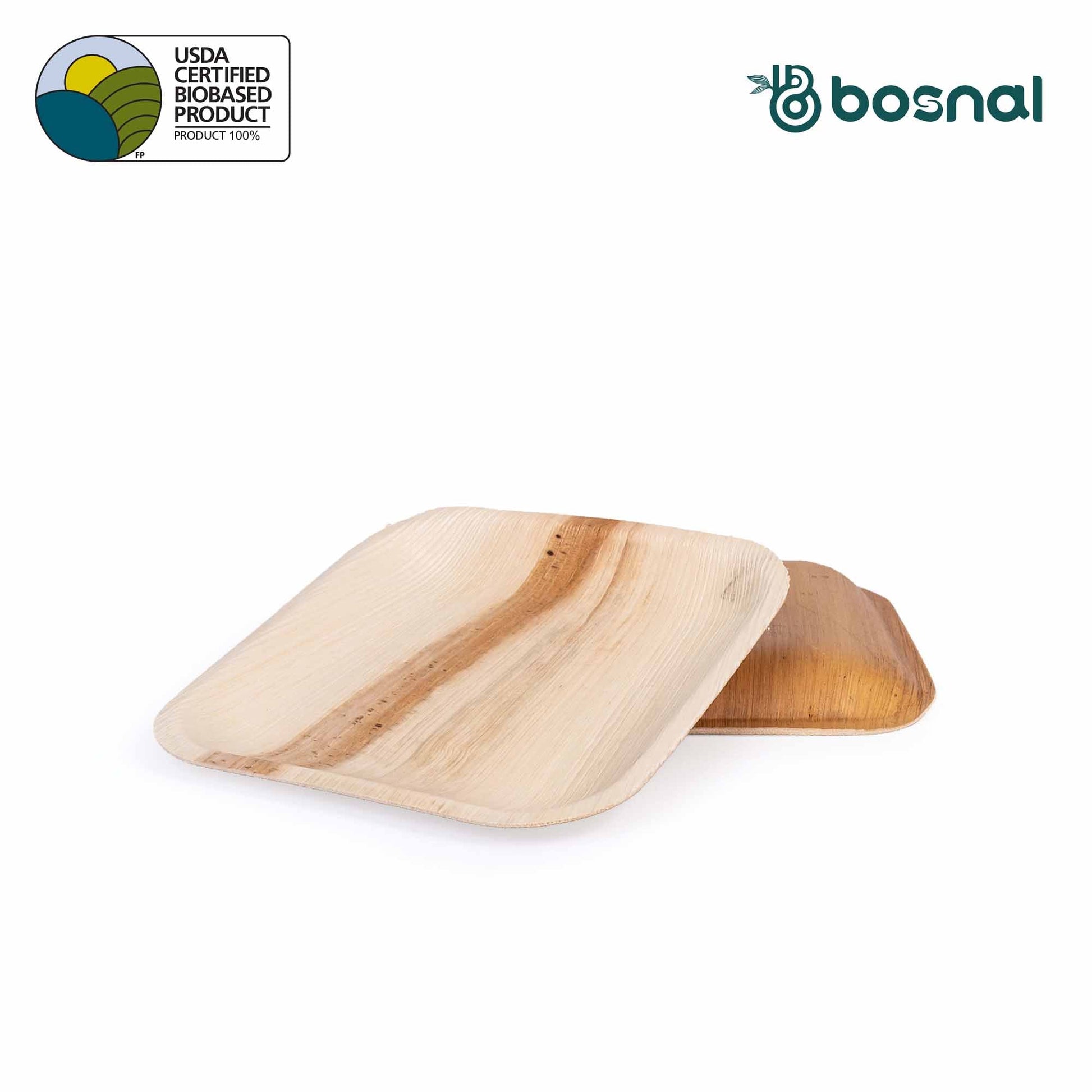 Bosnal - Palm Leaf Biodegradable Plates; 7 inch, Square - themonogram manor 