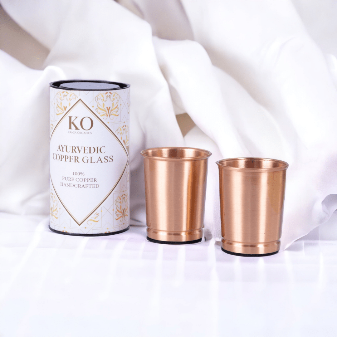 Ayurvedic Drinking Set - Copper Bottle & Cups (Seamless) - themonogram manor 