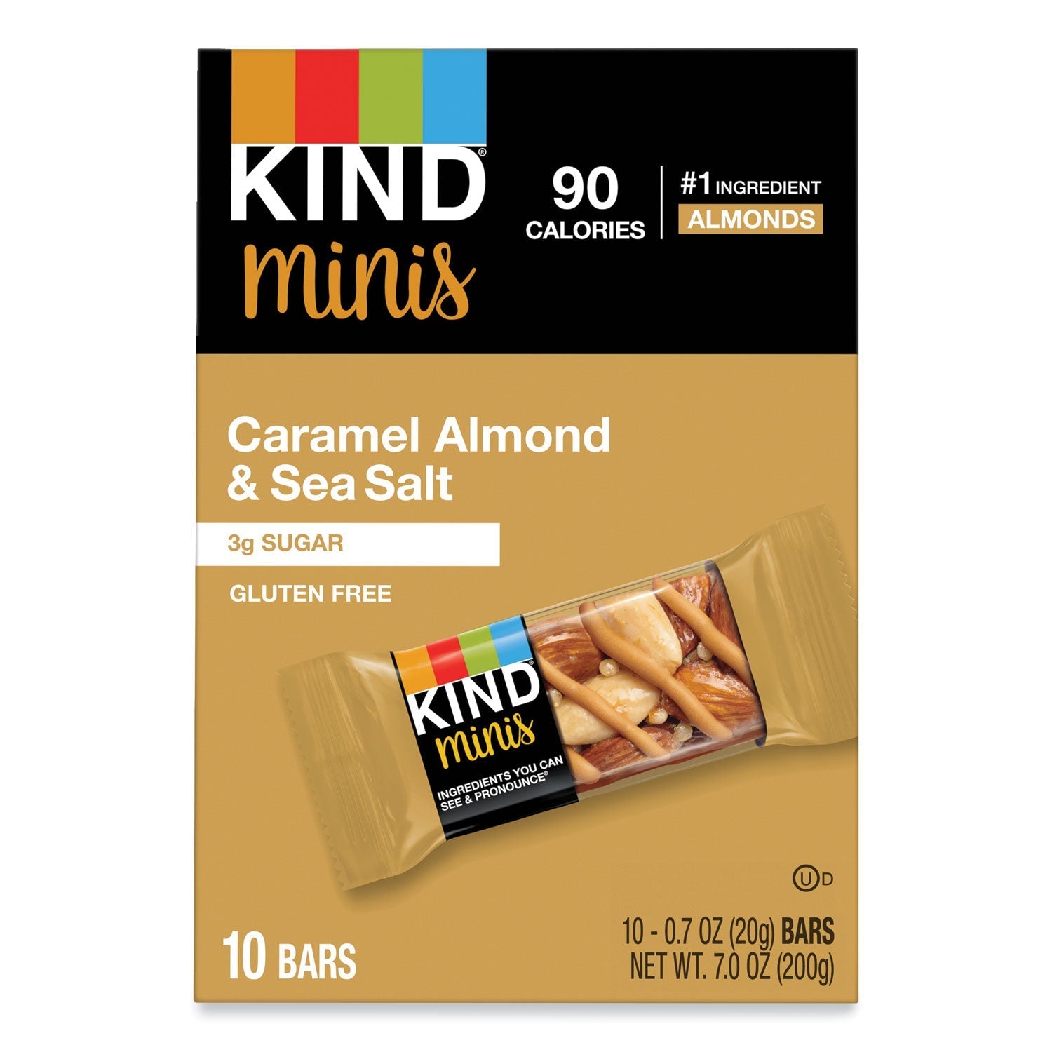 KIND Minis, Caramel Almond Nuts/Sea Salt, 0.7 oz, 10/Pack - themonogram manor 