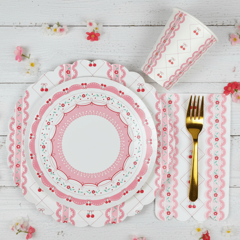 Pink Bow Coquette Large Plates 10" (8 pack) - themonogram manor 