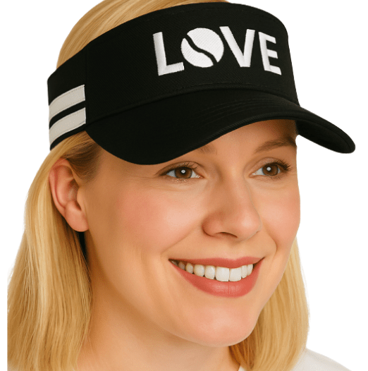 Striped Cotton Canvas LOVE Visor - Black with White LOVE - themonogram manor 