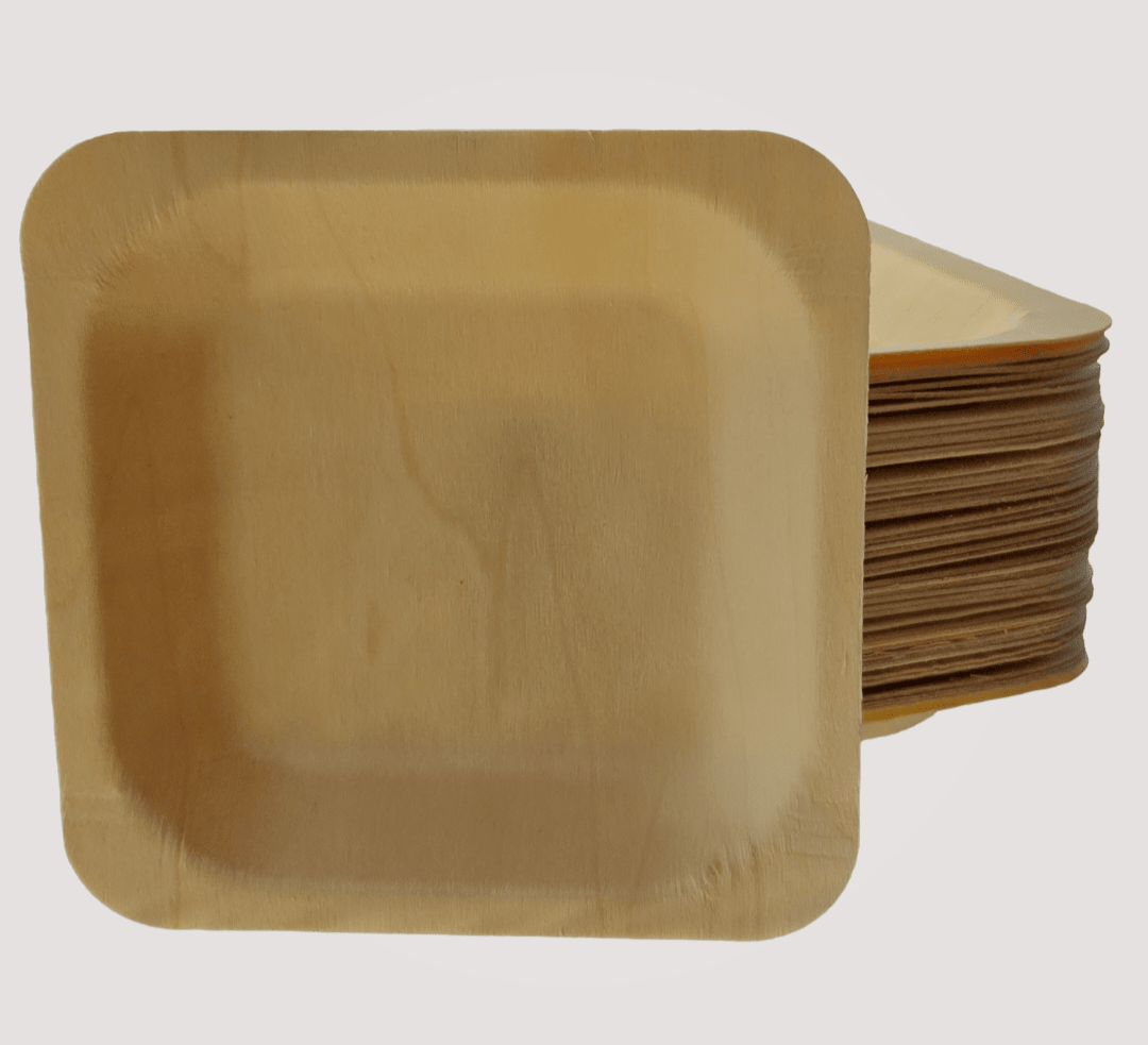 Eco Friendly, Square Wooden Plate 7" X 7" (300 Pack) $0.43 each- like Bamboo and Palm leaf - themonogram manor 