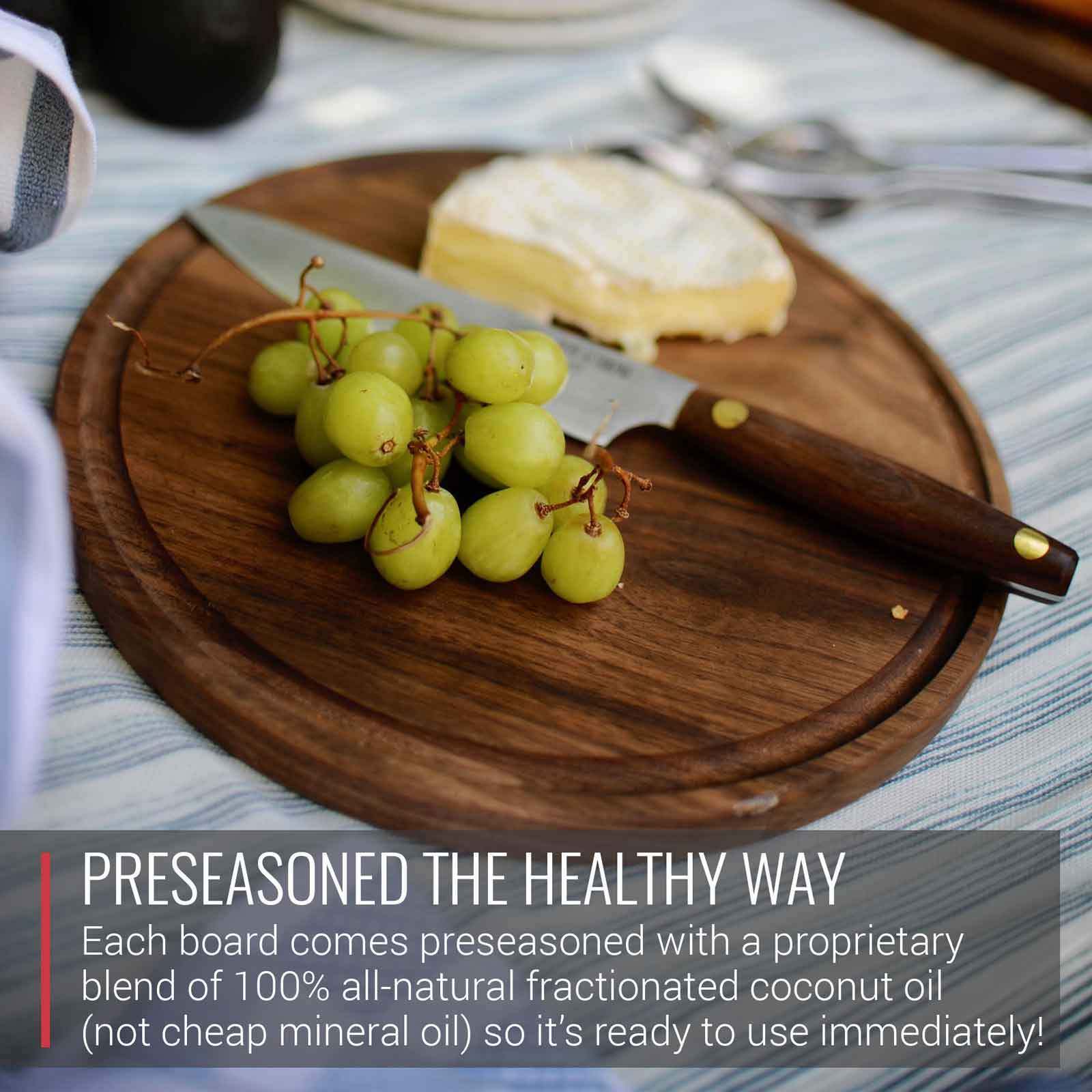 Small Round Walnut Charcuterie Board - themonogram manor 