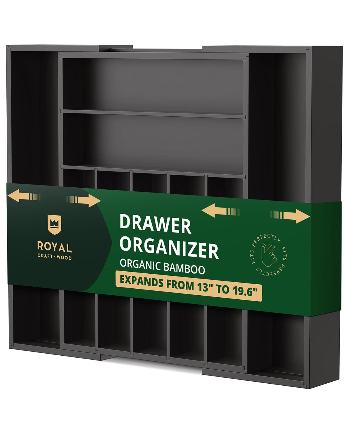 Silverware Drawer Organizer, Black (9 Slots) - themonogram manor 