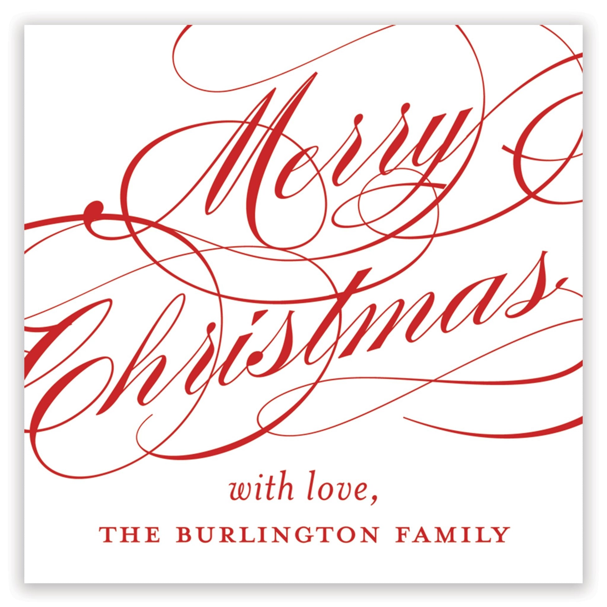 red christmas script enclosure card - themonogram manor 