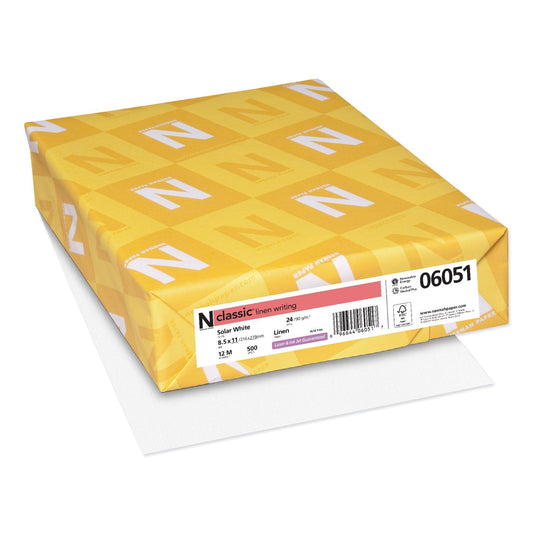 Neenah Paper CLASSIC Linen Stationery, 97 Bright, 24 lb Bond Weight, 8.5 x 11, Solar White, 500/Ream - themonogram manor 