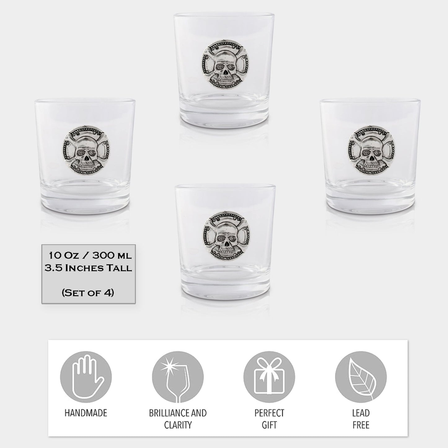 Skull Bar Glasses Set of 4 - themonogram manor 