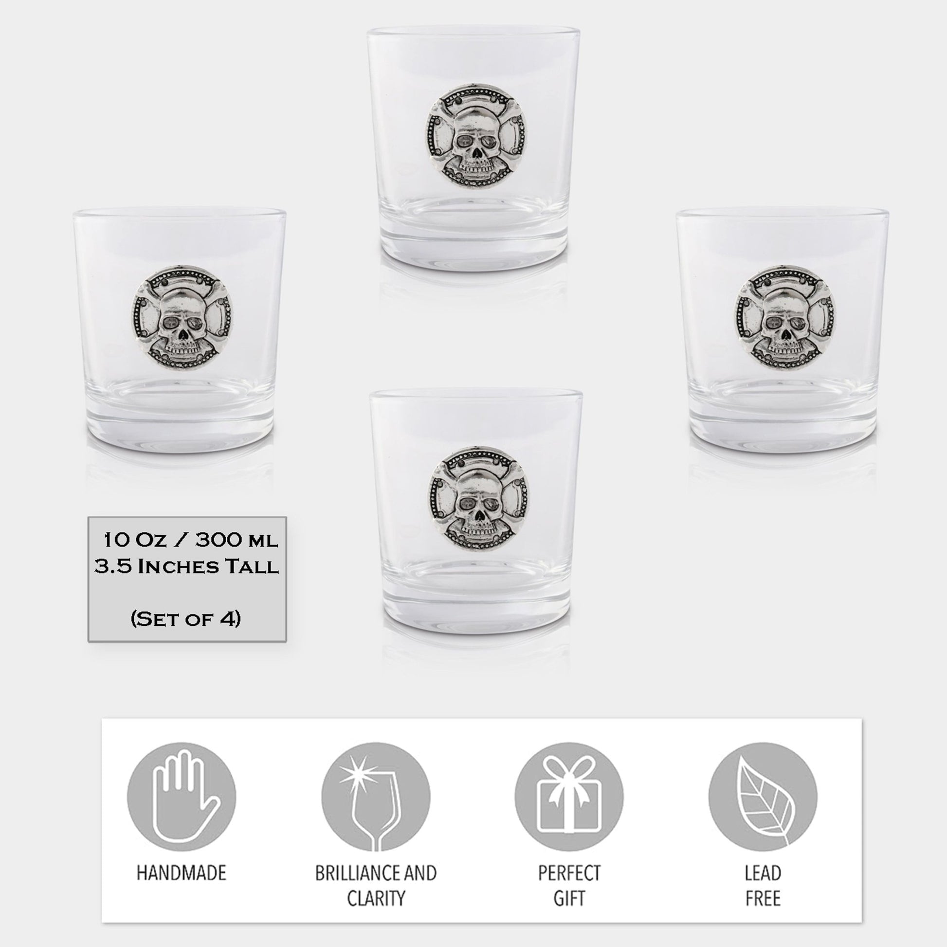 Skull Bar Glasses Set of 4 - themonogram manor 