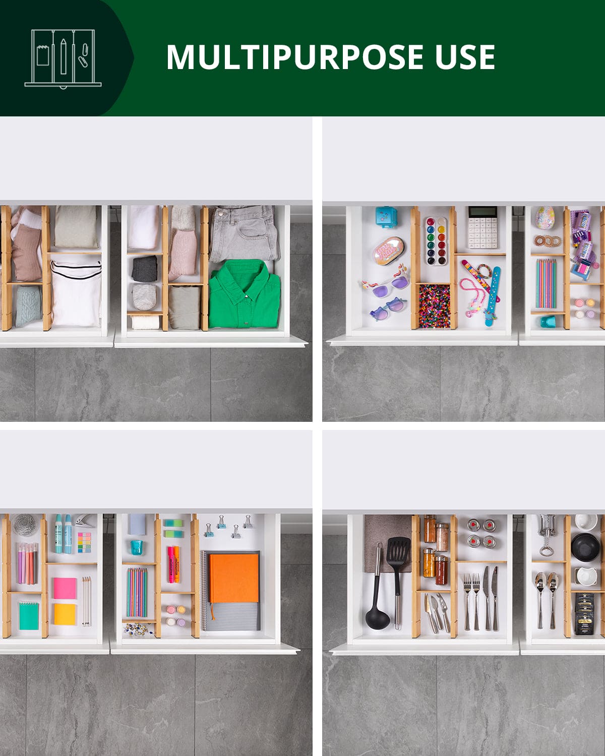 Drawer Dividers 22” with inserts, Natural - themonogram manor 