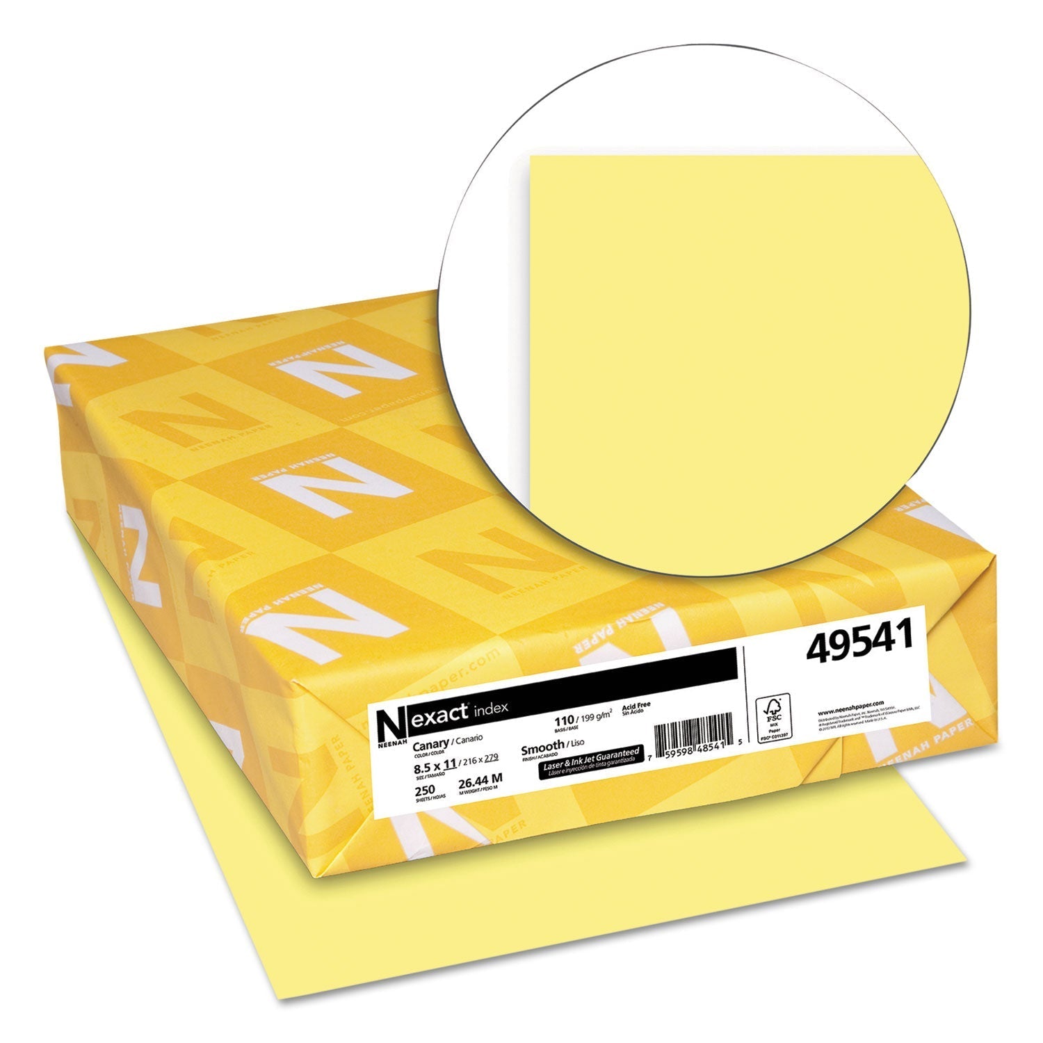 Neenah Paper Exact Index Card Stock, 110 lb Index Weight, 8.5 x 11, Canary, 250/Pack - themonogram manor 