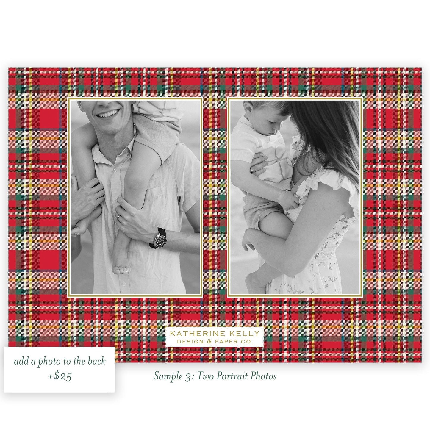 nutcracker plaid border landscape christmas card - themonogram manor 