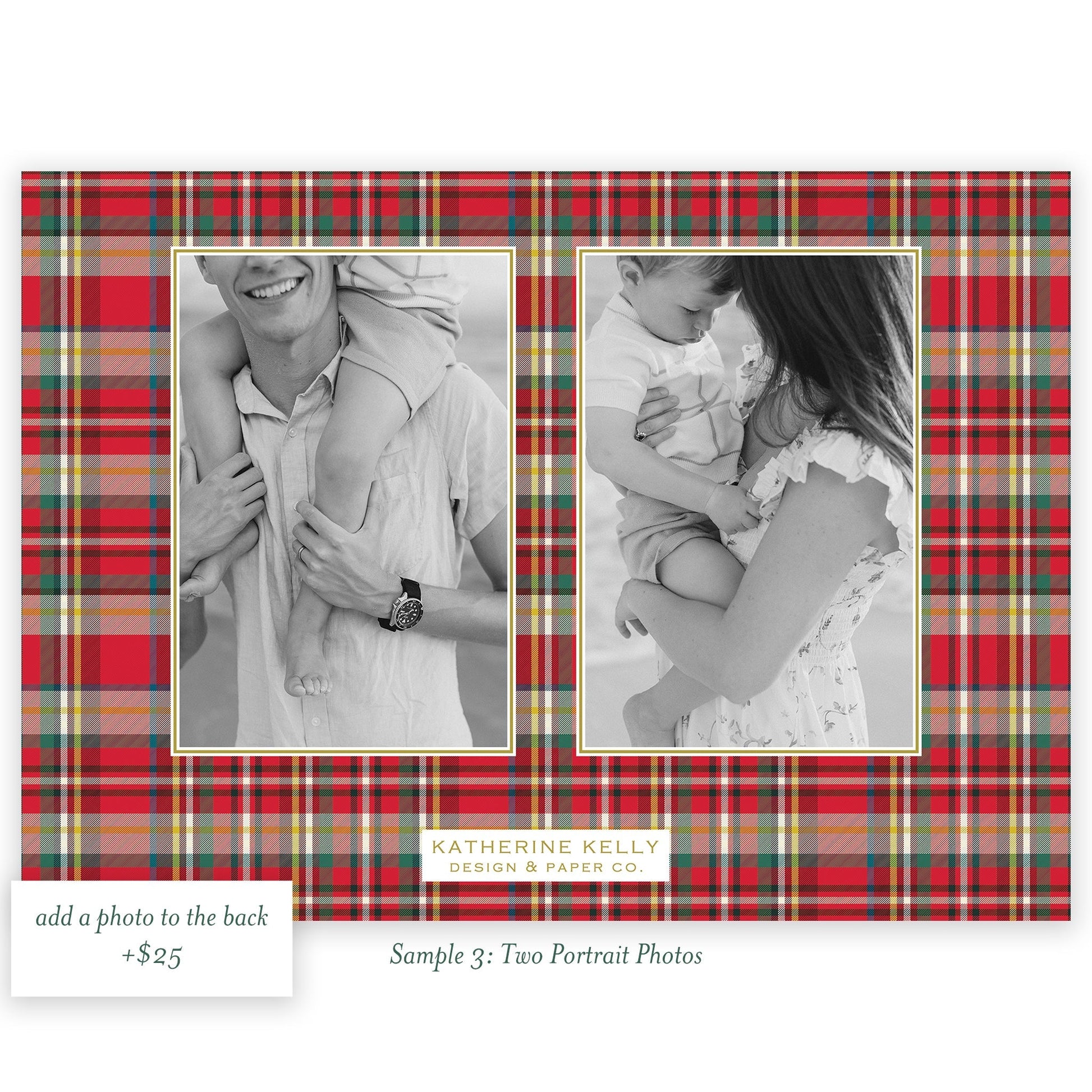 nutcracker plaid border landscape christmas card - themonogram manor 