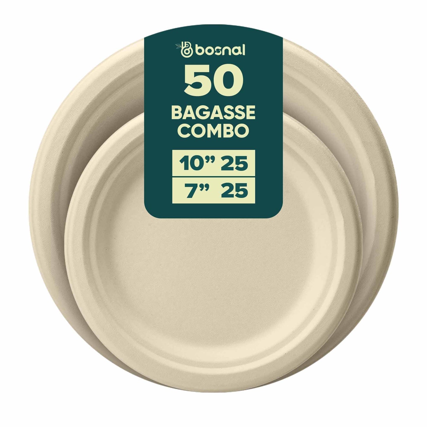 Bosnal – Sugarcane Bagasse Compostable 10 inch and 7 inch Round Plates - themonogram manor 