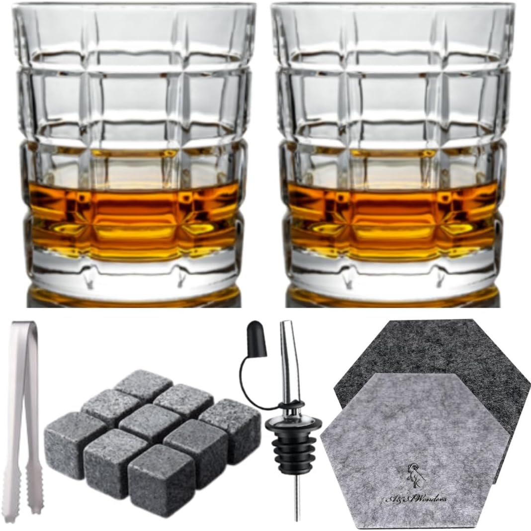 Whiskey Glasses 10oz Premium Scotch Glasses Set of 2 Old Fashioned Whiskey - themonogram manor 