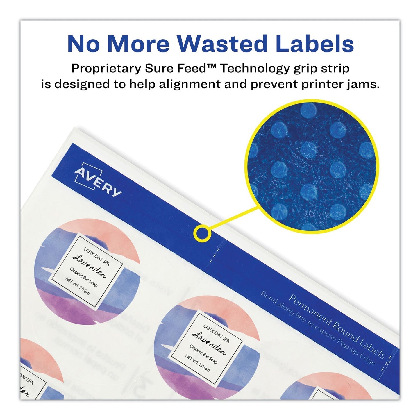 Avery Round Print - to - the Edge Labels with Sure Feed and Easy Peel, 2" dia, Glossy Clear, 120/PK - themonogram manor 