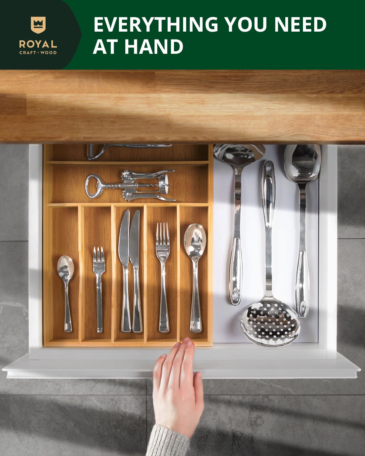 Basic Silverware Drawer Organizer, Natural - themonogram manor 