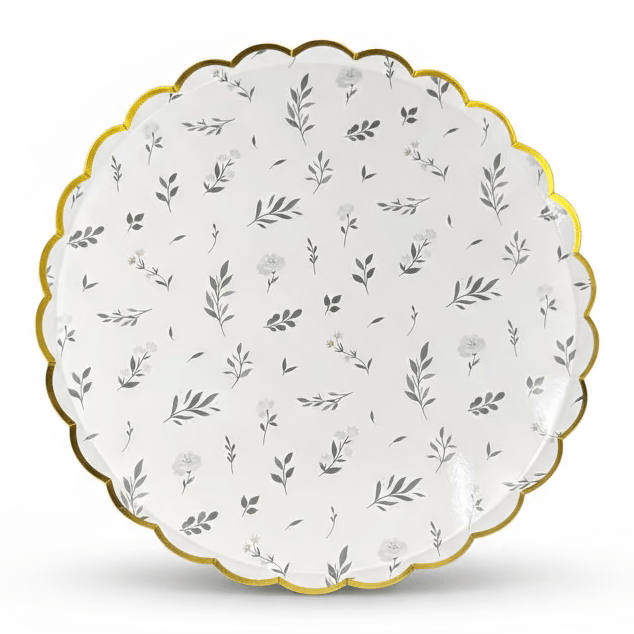 Floral Eucalyptus Large Paper Plates 10" (8 Pack) - themonogram manor 